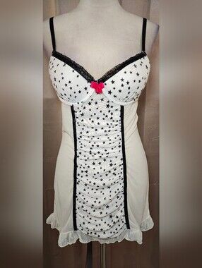 ⭐VINTAGE Y2K PASSION FOREVER STAR PRINT BABYDOLL LINGERIE SLIP DRESS⭐